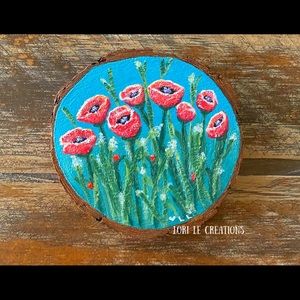 Hand painted wood slice.